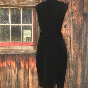NWOT Express Little Black Sleeveless Button Detailed w/Matching Belt Dress